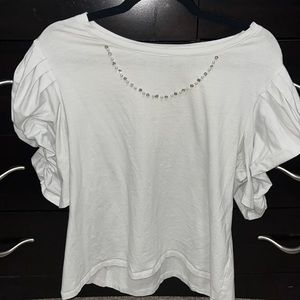 Poofy Sleeves White Tee
